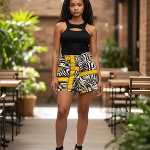 NY&Co 7th Avenue High Waist Zebra Chain Print Shorts Size 10